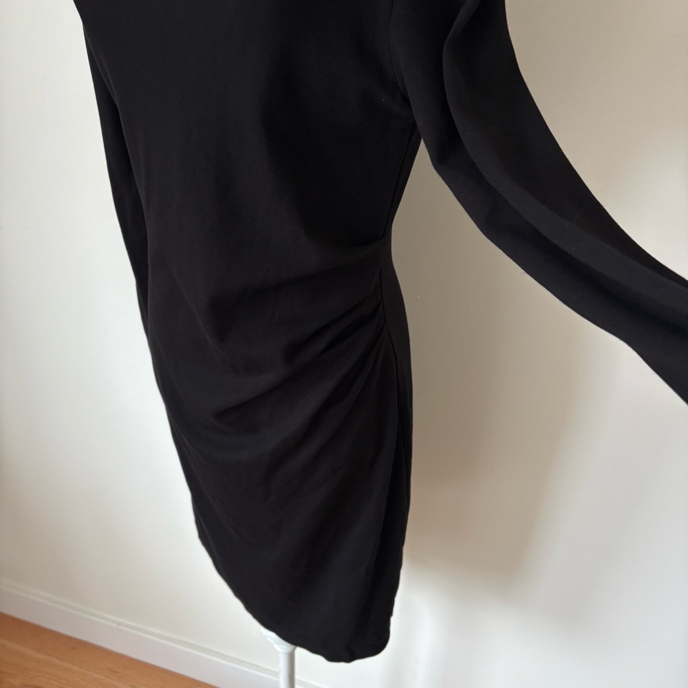 Weekend Max Mara Black Jersey Ruched 7/8 Sleeve Knee Length Sheath Dress EUC M - Picture 9 of 12